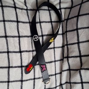 Medium Time and Tru belt black with stitched on patches.